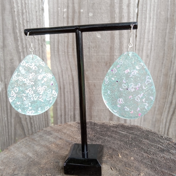 Hand Crafted Jewelry - Teardrop Glitter Earrings